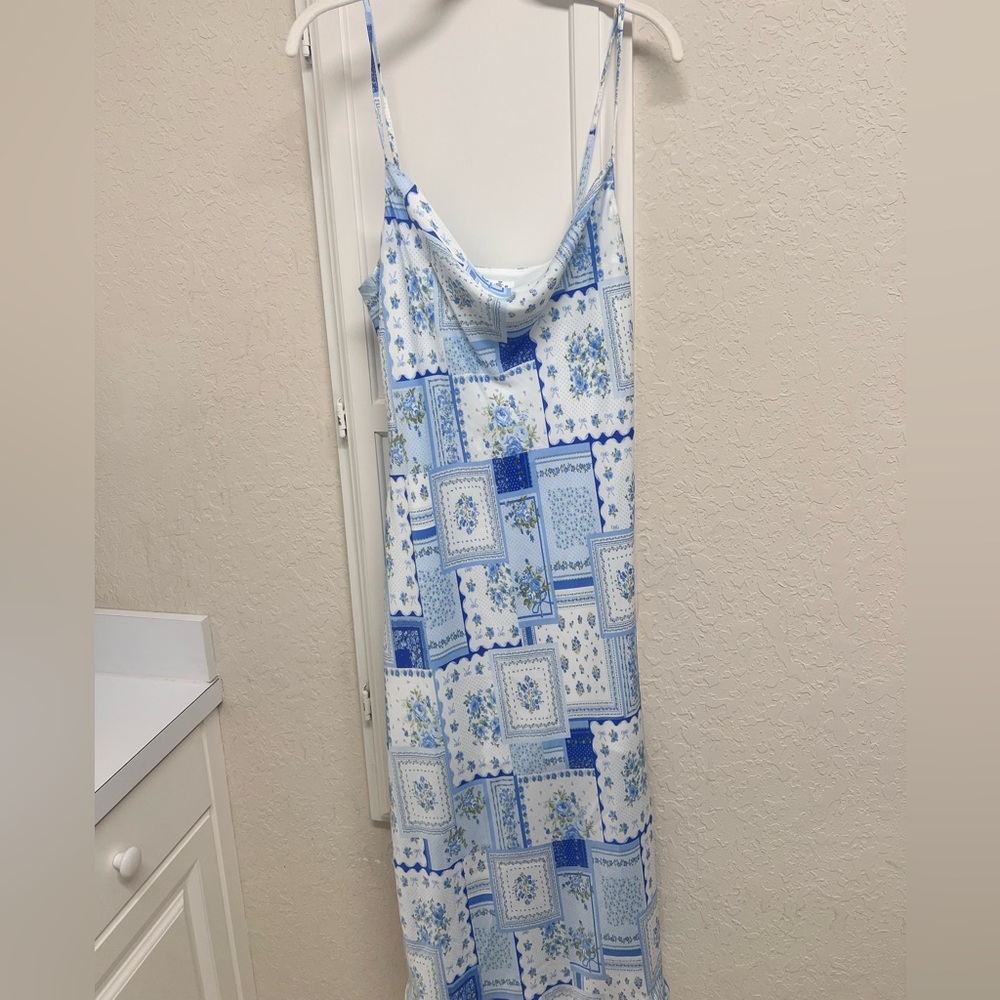 Altar'd State Blue and White Patterned long dress